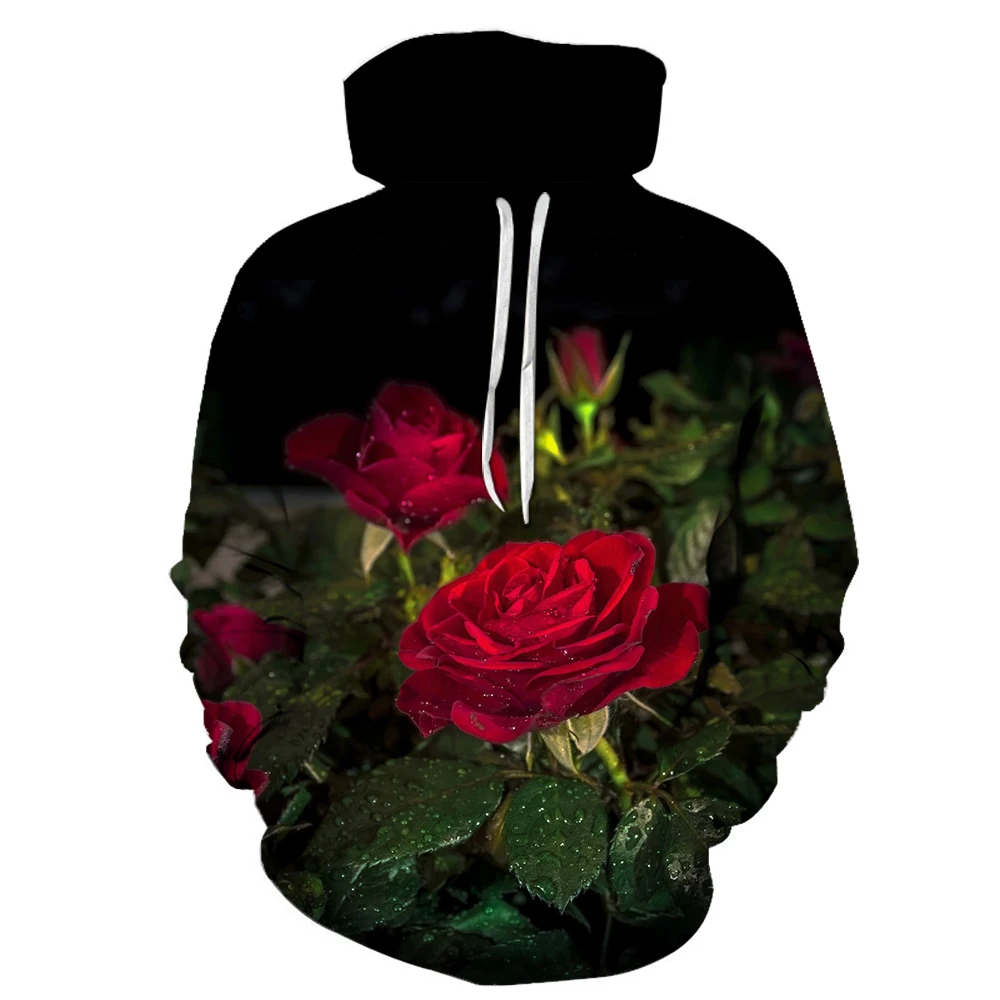 Naujas Mados 3D Spausdinimo Moterų Hoodies Juokinga Hoodies Rose Gėlės Žiedlapis Spalvinga Spausdinti Hotstyle Megztinis Rankovės Streetwear Palaidinukė