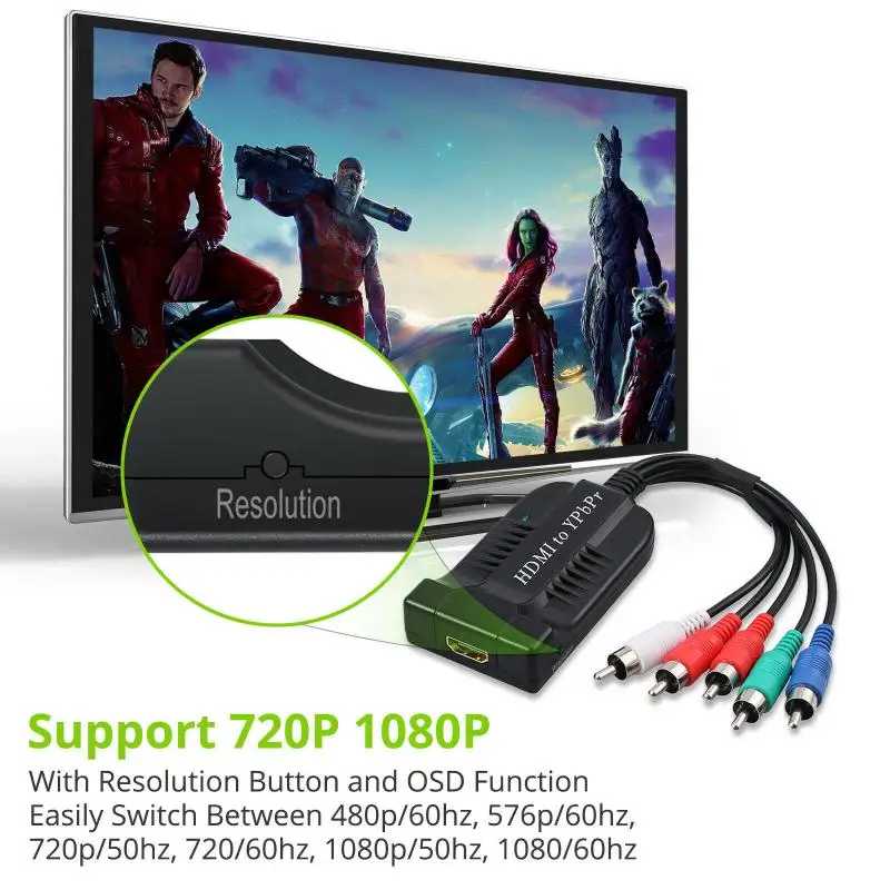 1080P Component Video YPbPr 5RCA RGB Adapteris Keitiklis R/L Audio Išėjimas Garso Keitiklis Adapteris TV PC