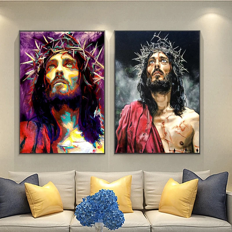 Abstrakti Jėzus Drobės, Paveikslai ant Sienų Plakatai ir Spausdina Portretas Jėzaus Sienos Nuotraukas Gyvenimo Kambario Sienos Menas