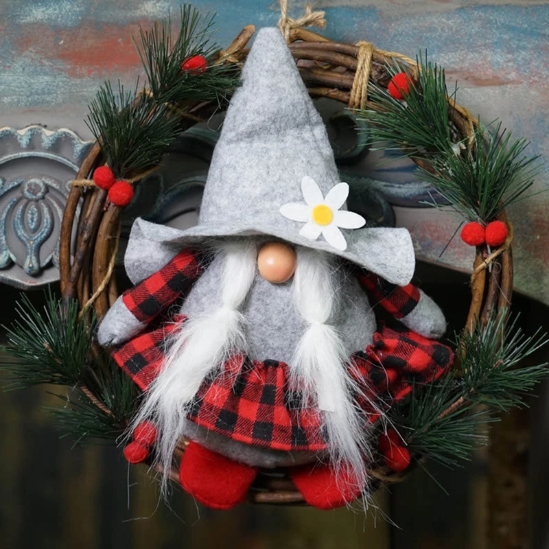 Kalėdų Vainikas Švedijos Gnome Už Durų 10 Colių Skandinavijos Tomte Kalėdų Papuošalų, Langų, Namų Dekoracijas Kalėdos Prekes