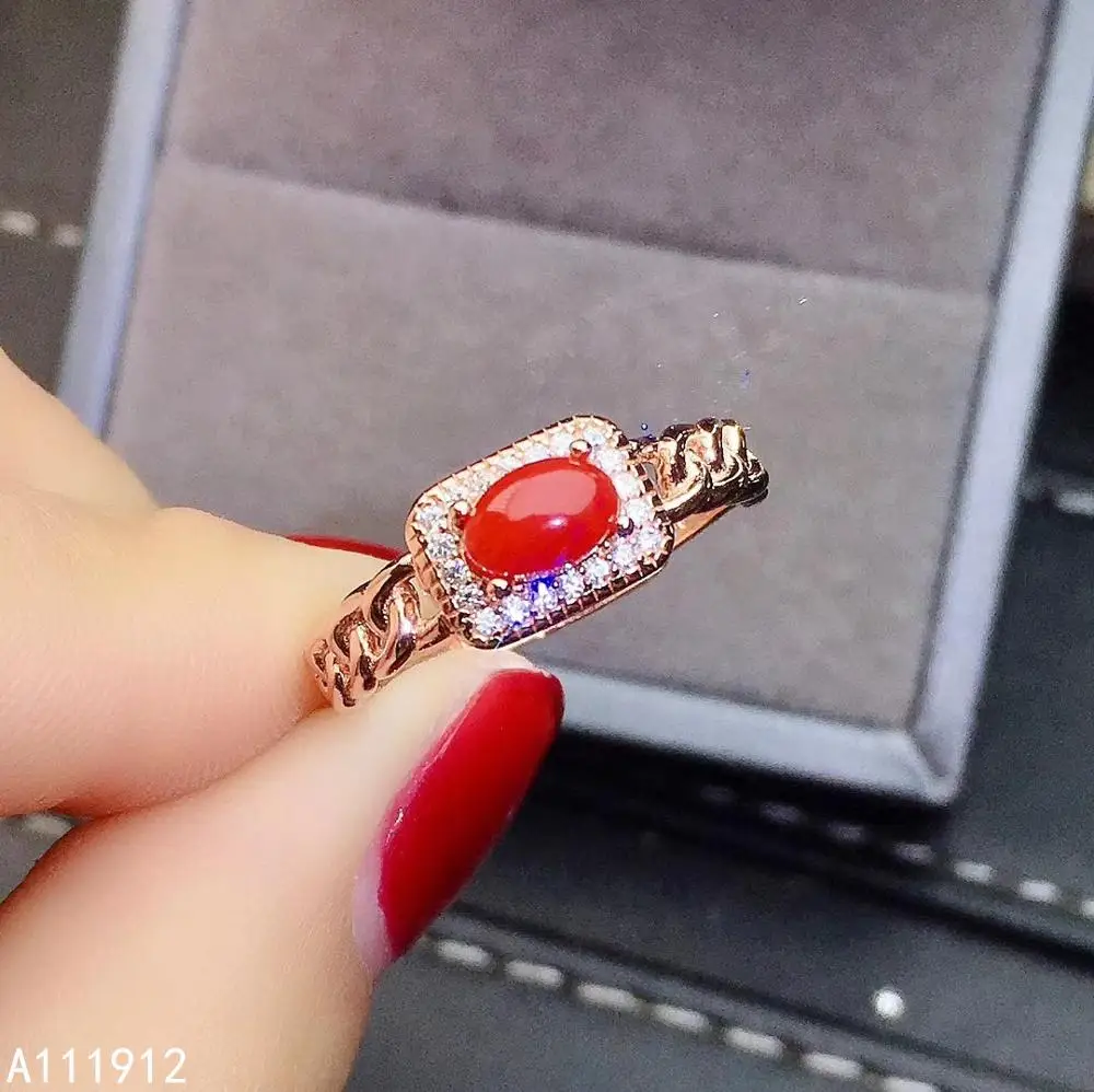 KJJEAXCMY fine jewelry natūralus raudonasis koralas 925 sterlingas sidabro naujas moterų brangakmenio žiedas paramos bandymo populiarus