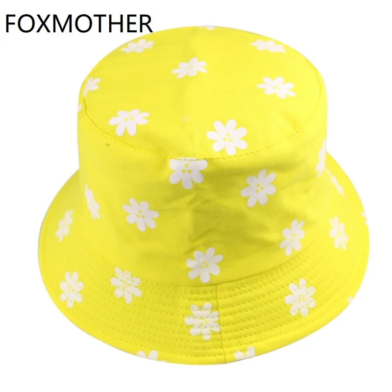 FOXMOTHER Naujas Mados Vasaros Geltona Balta Daisy Gėlių Žvejys Skrybėlės Žvejybos Kepurės Moterims Moteriški