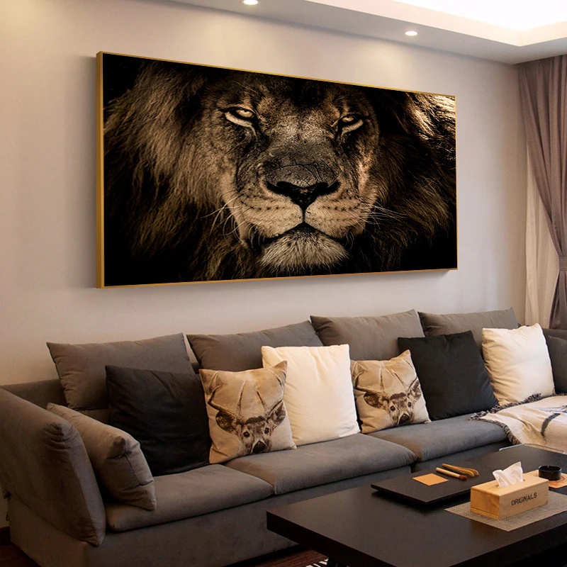 Afrikos Liūtas, Tigras Meno Drobė Spausdinti Tapybos Gyvūnų Sienos Nuotrauka Kambarį Šiuolaikinių Namų Puošybai Plakatas
