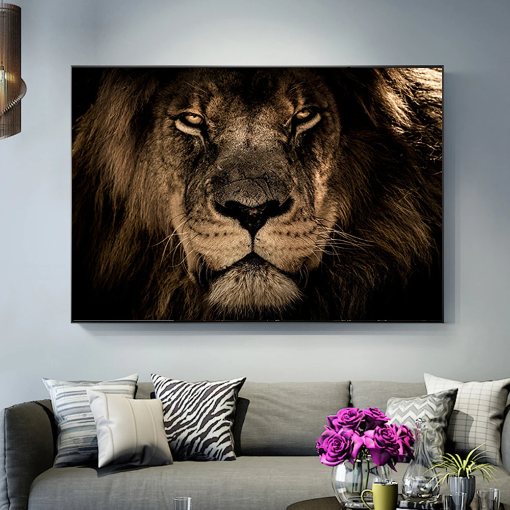 Afrikos Liūtas, Tigras Meno Drobė Spausdinti Tapybos Gyvūnų Sienos Nuotrauka Kambarį Šiuolaikinių Namų Puošybai Plakatas