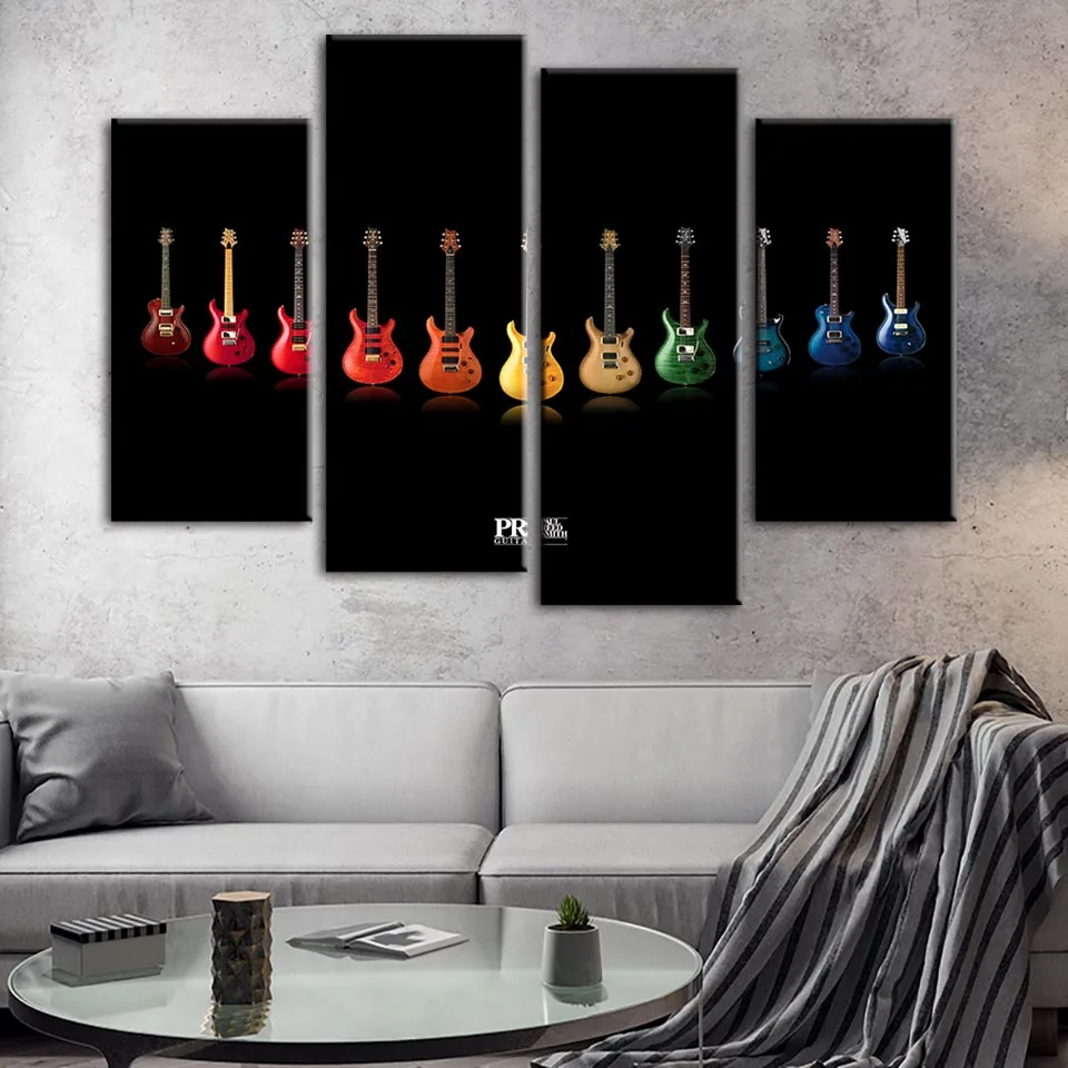 Drobė Hd Spaudinių Plakatas Namų Puošybai Muzikos Instrumentai, Gitara Sienų Tapybos Paveikslų Modulinės už Kambarį Sistema