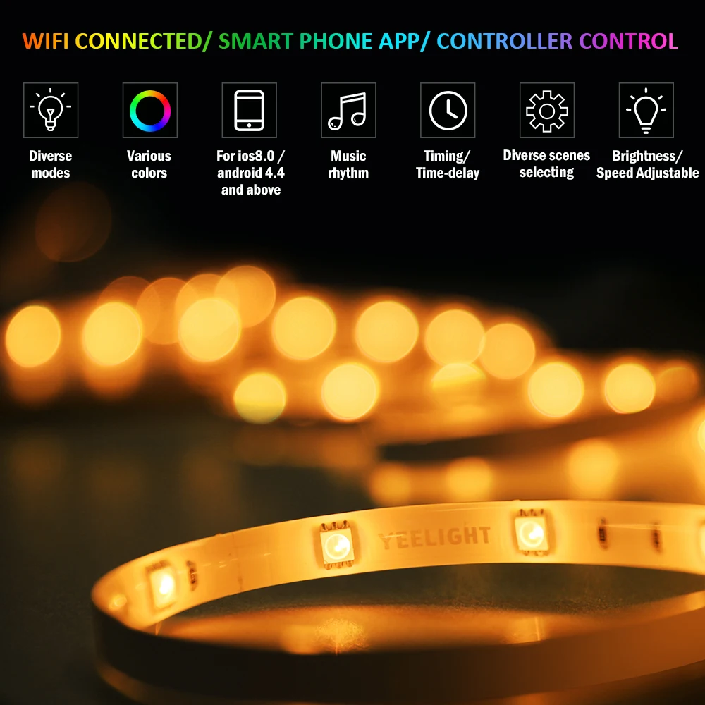 Naujas Yeelight LED Šviesos Juostelės 1S 2m Pratęsimo Versija, WiFi, Nuotolinio Valdymo pultas Veikia Su Alexa, Google 