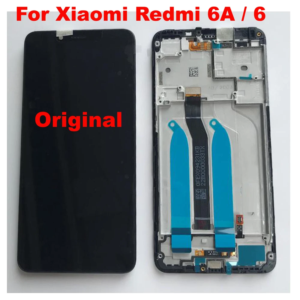 Originalas Darbo LCD Xiaomi Redmi 6 6A Ekranas Jutiklinis Ekranas skaitmeninis keitiklis Surinkimo Jutiklis + Rėmas Pantalla Stiklo Skydelis