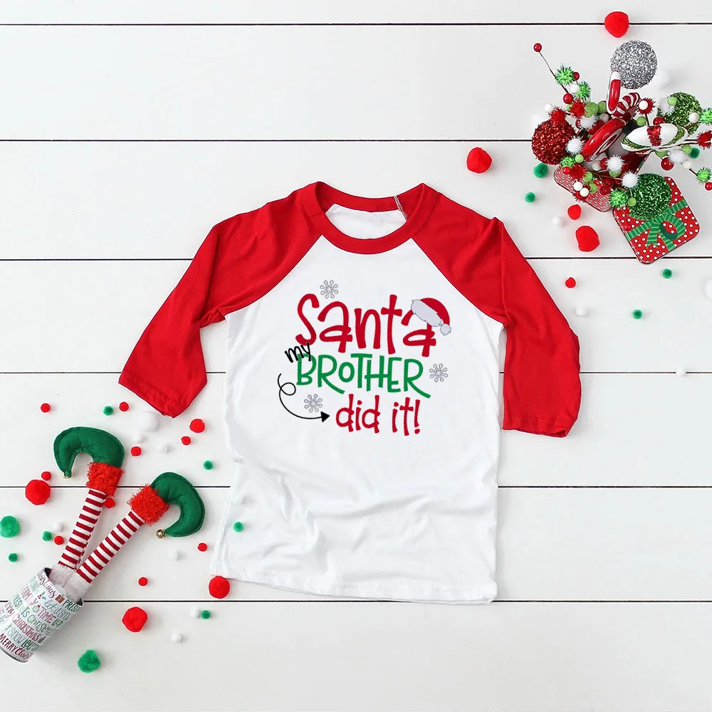 Dear Santa Mano Sesuo/brolis Tai Padarė Vaikai, Mergaitės ir Berniukai, Kalėdų marškinėliai Kūdikių Atostogų Marškinėliai Vaikams Drabužių Beisbolo Tees