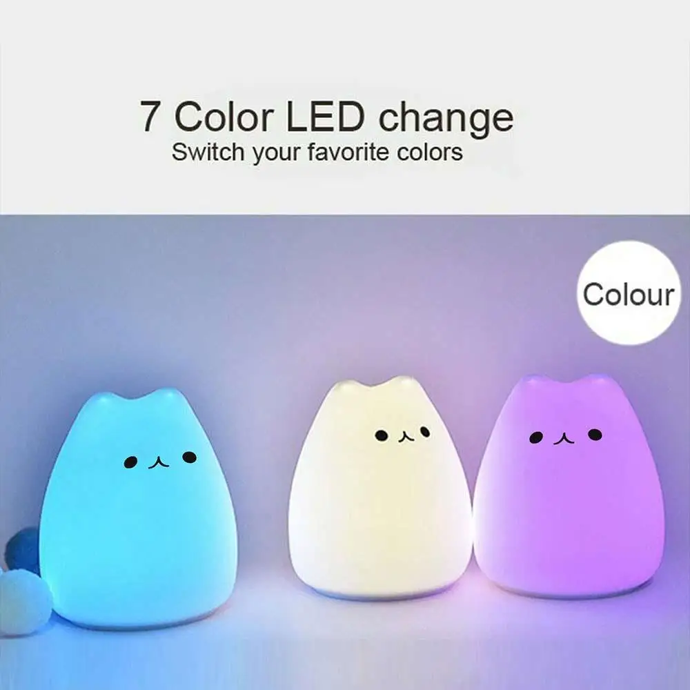 LED Lempos, Silikoninis Kačių Formos naktinė lempa 7 Spalvų Mielas Vaikai Palieskite Jutiklio Ekologinio Draugiškas Balta Kūrybos Vaikams Dovanos