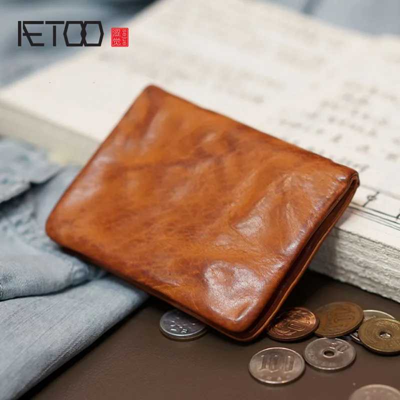 AETOO Plonas skirsnio Japonija ir Pietų Korėja originalus rankų darbo odinės piniginės vyrams ir moterims atsitiktinis retro odos piniginės 