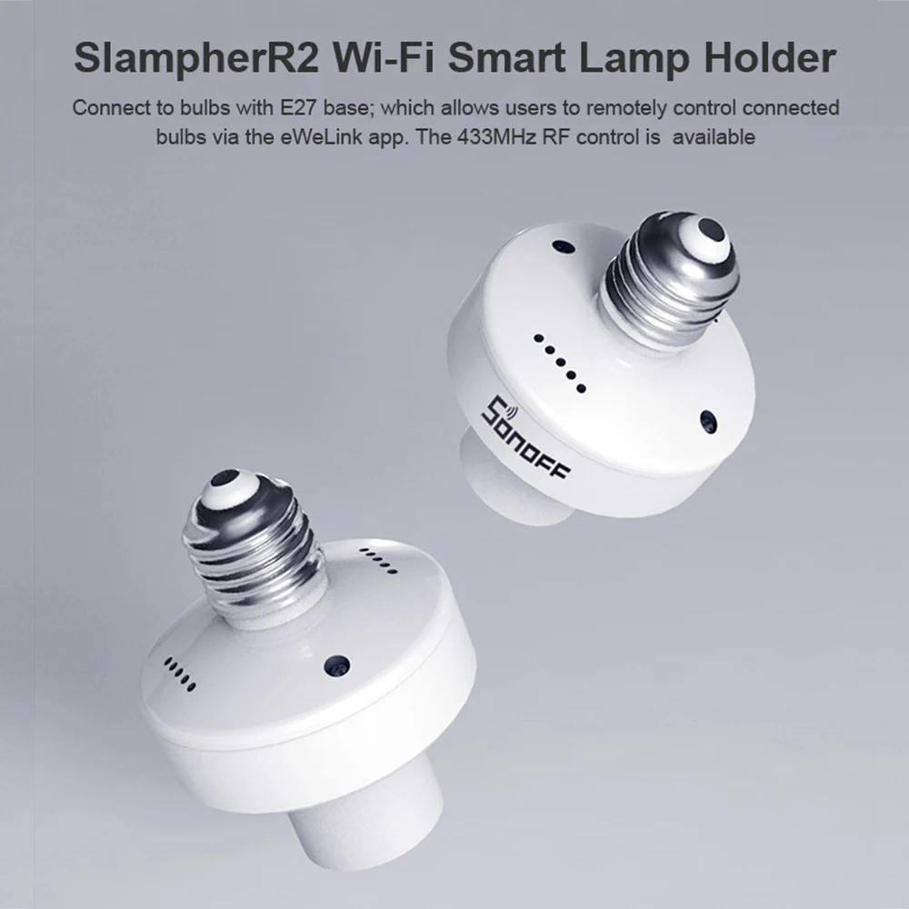 2/3/4/5vnt SONOFF Slampher R2 Itead 433MHz RF Smart WiFi Šviesos Turėtojo E27 Lemputės Laikiklį Interruptor Wi-fi 