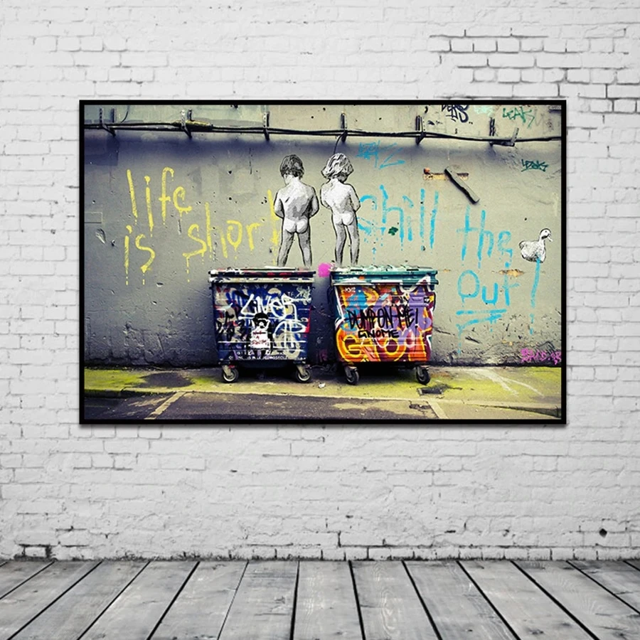 Banksy Grafiti Gatvės Menas Abstraktus Drobės Plakatai, Tapyba ir grafika 