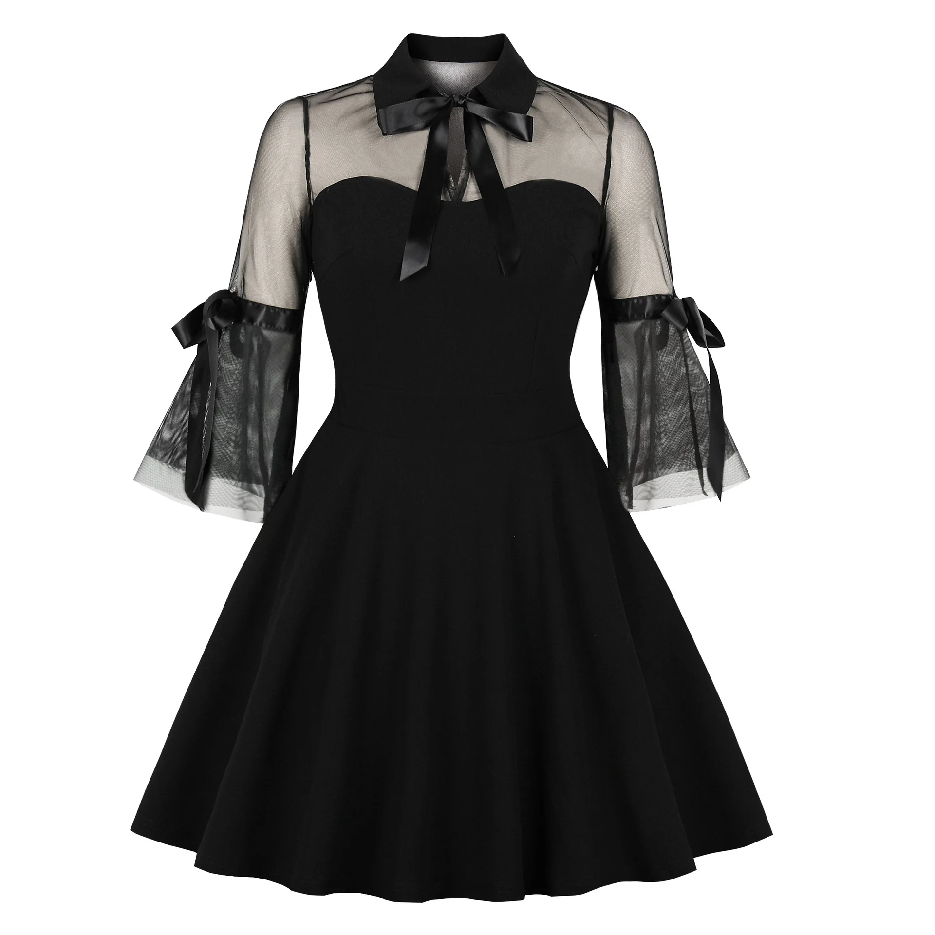 Seksualus Helovinas Black Queen akių trimitas rankovėmis susiuvimo retro suknelė Plius Dydis 4XL Šalis Suknelės Mados Femme Vestidos