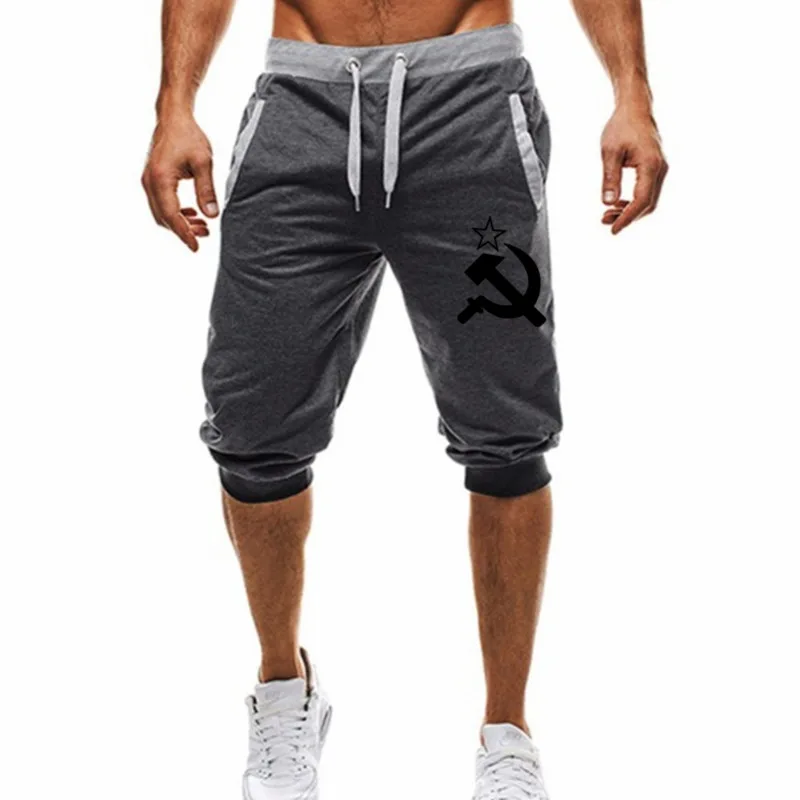 Naujas Prekės ženklas Mados Šortai Vyrams 2019 Mens cccp Harajuku spausdinti Šortai Vyrų Fitneso Sweatpants Jogger Šortai Hommes Plius Dydis M-XXXL
