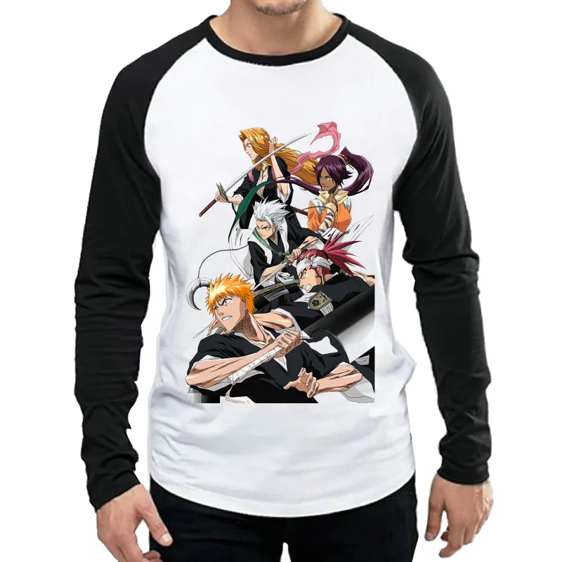 Anime Bleach Marškinėliai Baltos Spalvos Vyriškos Mados ilgomis Rankovėmis Balinimo Kurosaki Ichigo T-shirt Viršūnes Tees marškinėlius Teenages Visą T-shirt