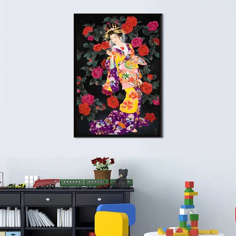 Namų dekoro Japonų Kostiumas Drobės Gėlės Gražus HD Spaudinių Paveikslų Modulinės Nuotraukos Sienos Meno Plakato Meno kūrinius Ne Įrėminti
