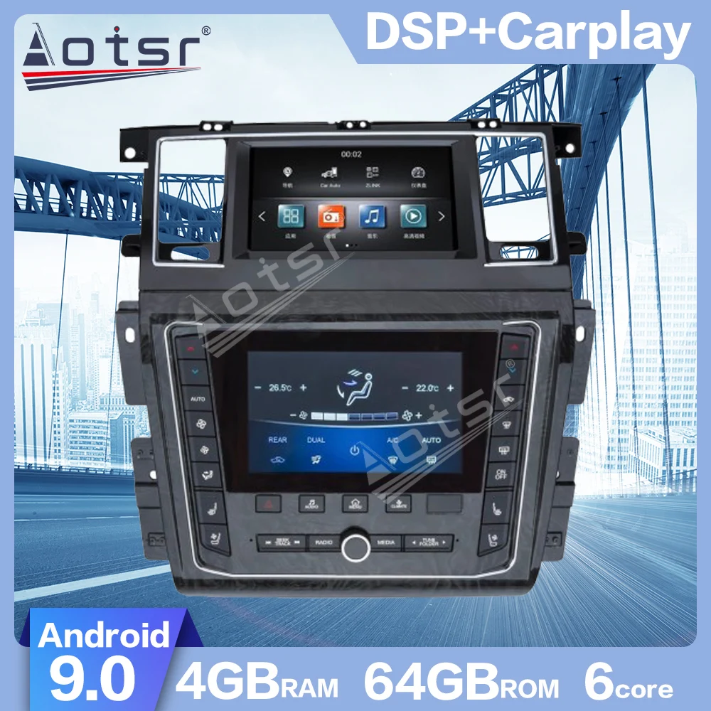 Dviguba Ekrano Nissan PATROL Y62 2012 m. 2013 - 2020 M. Android 9.0 Tesla Stiliaus Carplay Automobilių GPS Navigacijos, Multimedijos Radijo Grotuvas