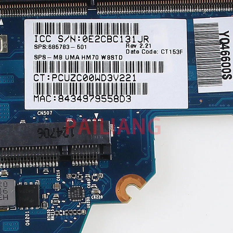 PAILIANG Nešiojamojo kompiuterio plokštę HP 450 1000 2000 CQ45 PC Mainboard 685783-501 HM70 tesed DDR3