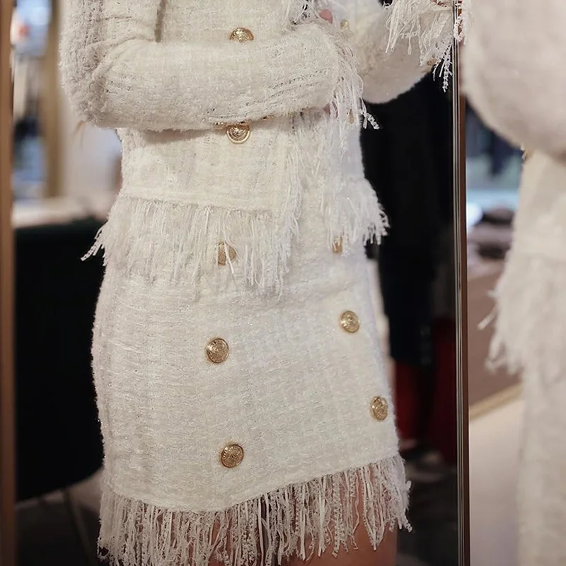 HIGH STREET Naujausias 2020 M. Rudenį, Žiemą Baroko Dizaineris Sijonas Moterų Kutas Kutais Liūtas Mygtukai Vilnos Mišinys, Tvido Sijonas