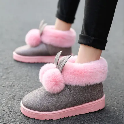 2021 žiemos naujas moterų batai triušio ausis mielas batus, su neperšlampama ir aksomo storas, šiltas, medvilnė batai.