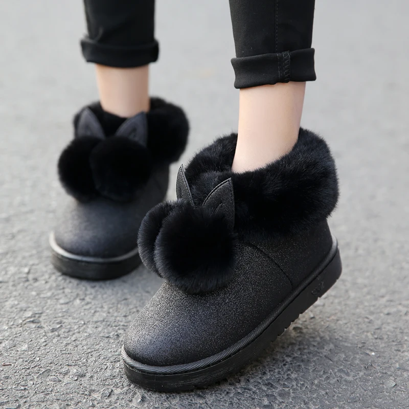 2021 žiemos naujas moterų batai triušio ausis mielas batus, su neperšlampama ir aksomo storas, šiltas, medvilnė batai.