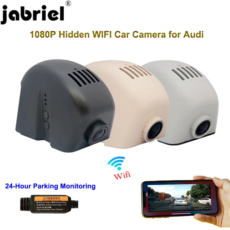 Jabriel Paslėptas 1080P auto Automobilis Kamera brūkšnys cam 24 Valandų Diktofonas galinio vaizdo kamera audi a3 8p 8v a4 b6 b7 b8 a6 c5 c6 c7 a5 a1 q5 q7