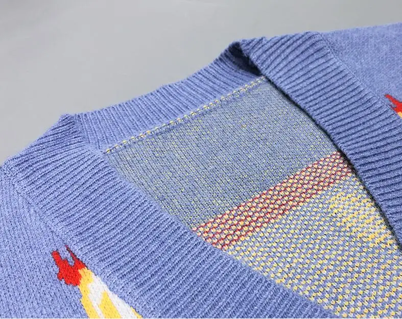 2019 Mados Šviesiai Mėlynos spalvos Megztinis Rudenį Long Sleeve V-neck Slim Cardigan Megztinis Vieną Krūtinėmis Megztas Megztinis