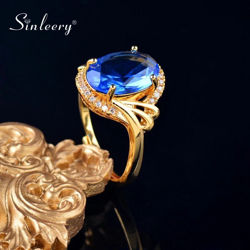 SINLEERY Vintage Blue Cirkonis Žiedai Geltonos Aukso Spalva Raudona Žalia Juoda Reguliuojamas Mažyčių Kristalų Žiedai Moterims, Papuošalai JZ634 SSH
