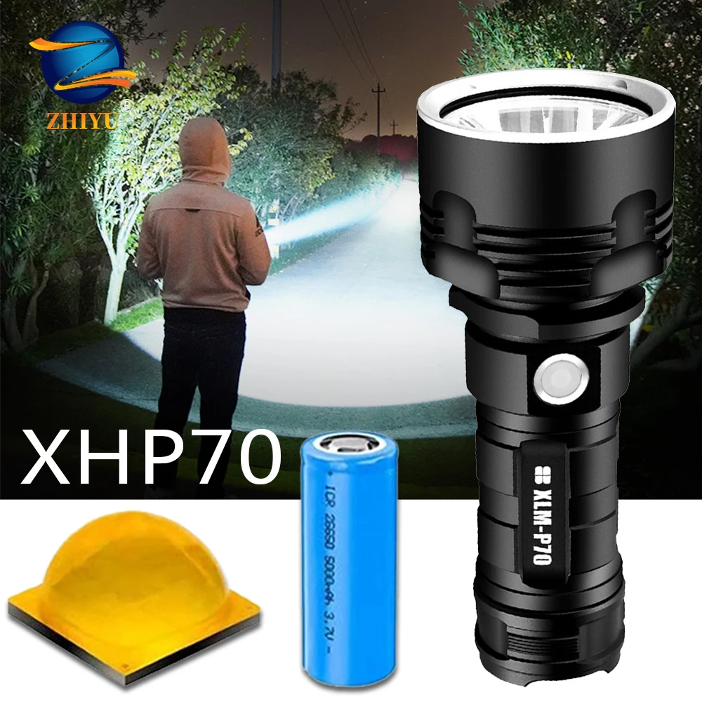 Super Galingas XHP70 LED Žibintuvėlis XM-L2 Lauko LightingTactical Fakelas USB Įkrovimo Vandeniui Lempos Itin Ryškių Žibintų