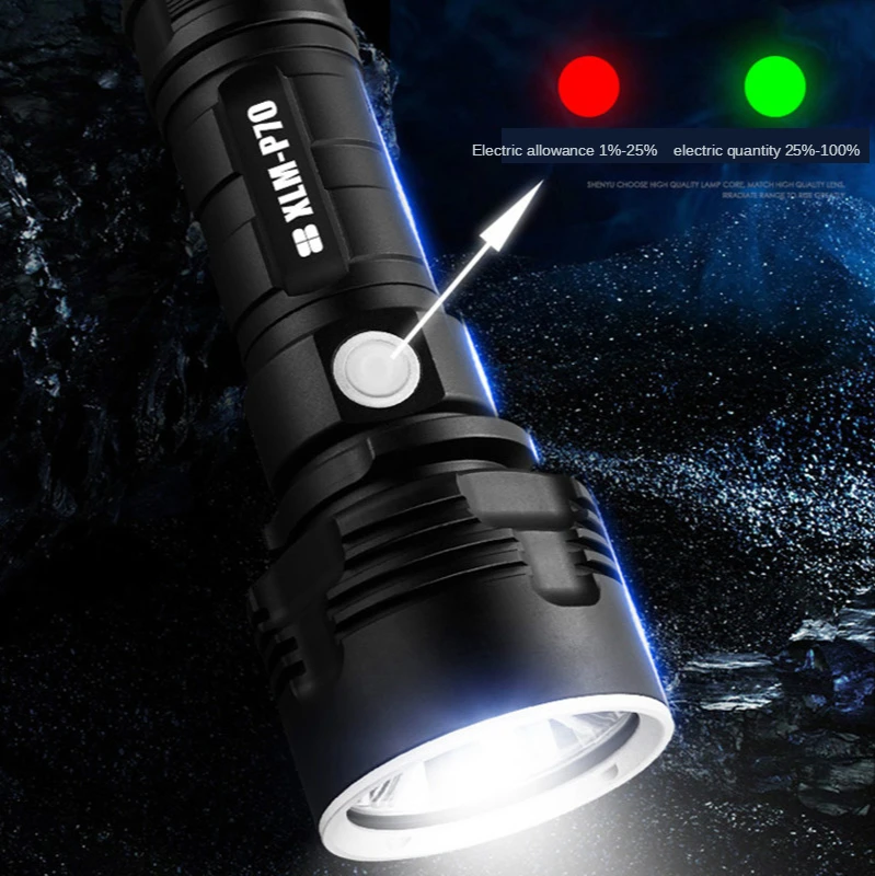 Super Galingas XHP70 LED Žibintuvėlis XM-L2 Lauko LightingTactical Fakelas USB Įkrovimo Vandeniui Lempos Itin Ryškių Žibintų