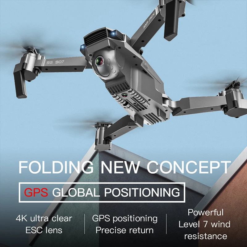 SG907 GPS Drone su 4K HD Padarinių Kamera Plataus Kampo 5G WIFI FPV RC Quadcopter Profesionalus, Sulankstomas Tranai E520S E58