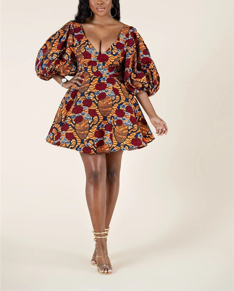Afrikos Suknelės Moterims Dashiki Spausdinti Sexy V Kaklo Maxi Suknelė Afrikos Moterų Drabužiai Šalis Afrika Suknelė Skraiste Africaine Femme