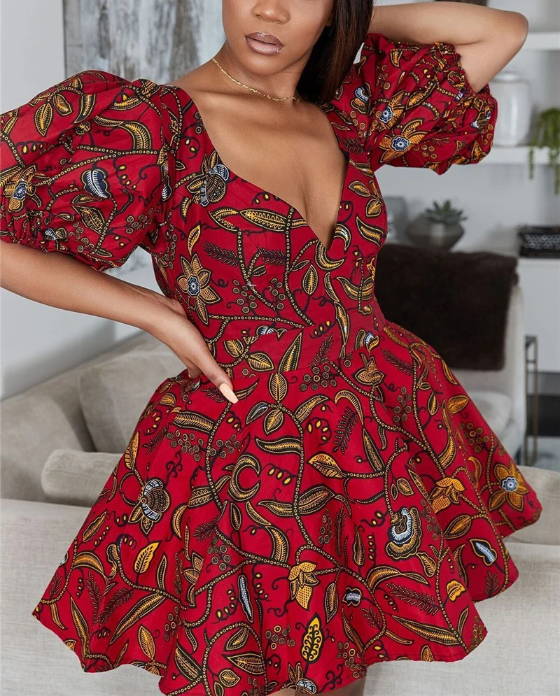Afrikos Suknelės Moterims Dashiki Spausdinti Sexy V Kaklo Maxi Suknelė Afrikos Moterų Drabužiai Šalis Afrika Suknelė Skraiste Africaine Femme