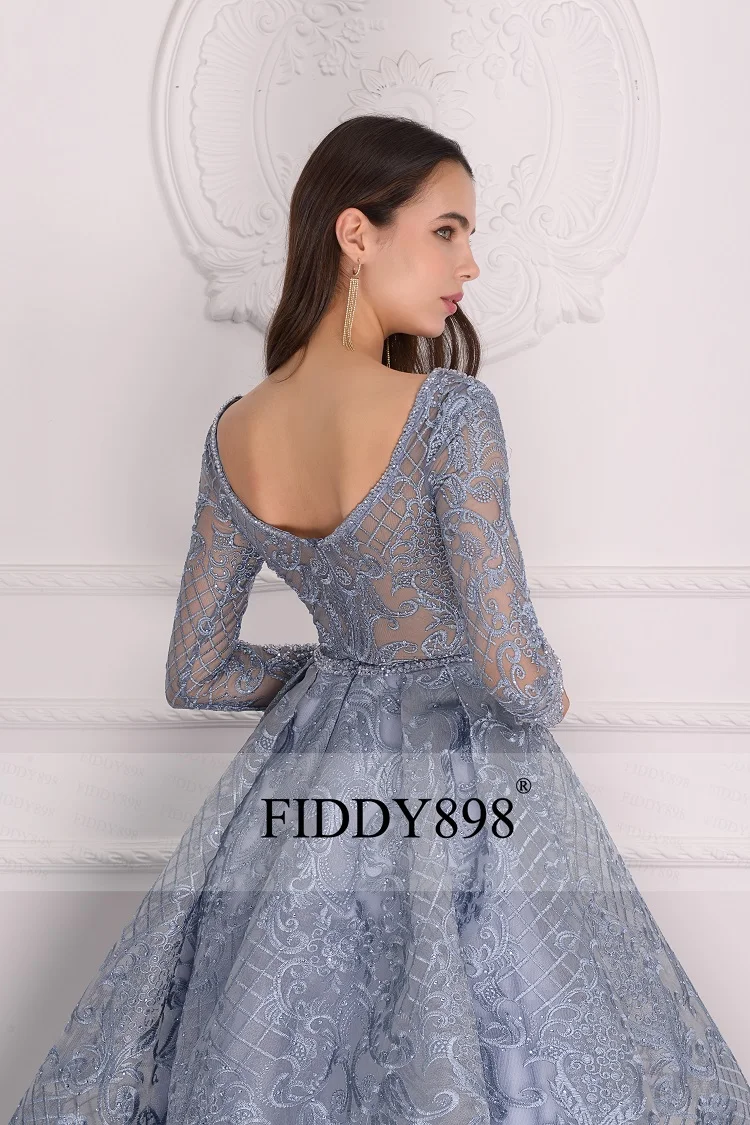 Prabangių vakarinių Suknelių ilgomis Rankovėmis V-Kaklo Kristalų Zawalcowany Dubajus Oficialų Šalis Suknelė 2019 chalatas de soiree vestidos elegantes