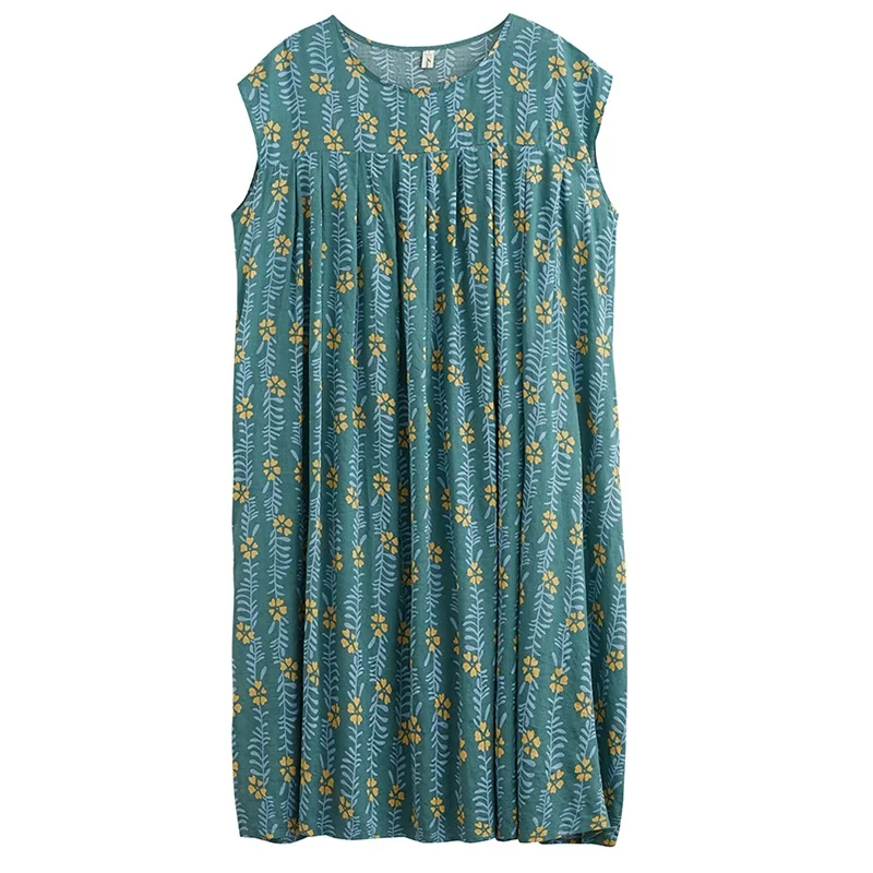 Medvilnės skalbiniai plius dydis derliaus gėlių moterų atsitiktinis palaidų ilgas vasaros suknelė elegantiškas drabužius 2021 ponios suknelės sundress