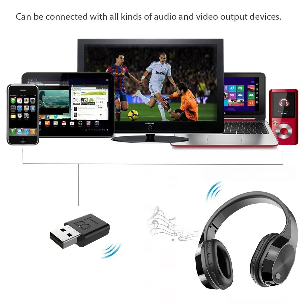 Nešiojamų Belaidžio T5 Ausines, Bluetooth Hi-Fi Stereo, Sulankstomas Rankų įrangą, Audio Mp3 Reguliuojamas Ausines su Mic Muzikos