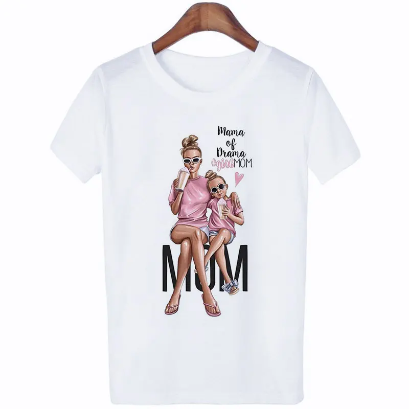 Mados Gražus Motinos Marškinėliai moterims 2019 Naujas Vasaros trumparankoviai marškinėliai Estetinės Populiarus Drabužių Harajuku Baltos spalvos Marškinėlius