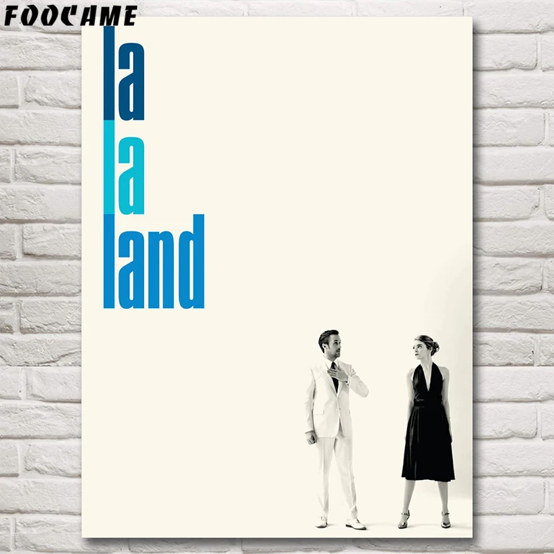 FOOCAME La La Land Filmų, Plakatų ir grafikos Sienų Tapybos Meno Šilko Dekoratyvinis Nuotraukas Kambarį Miegamųjų Namo Apdaila