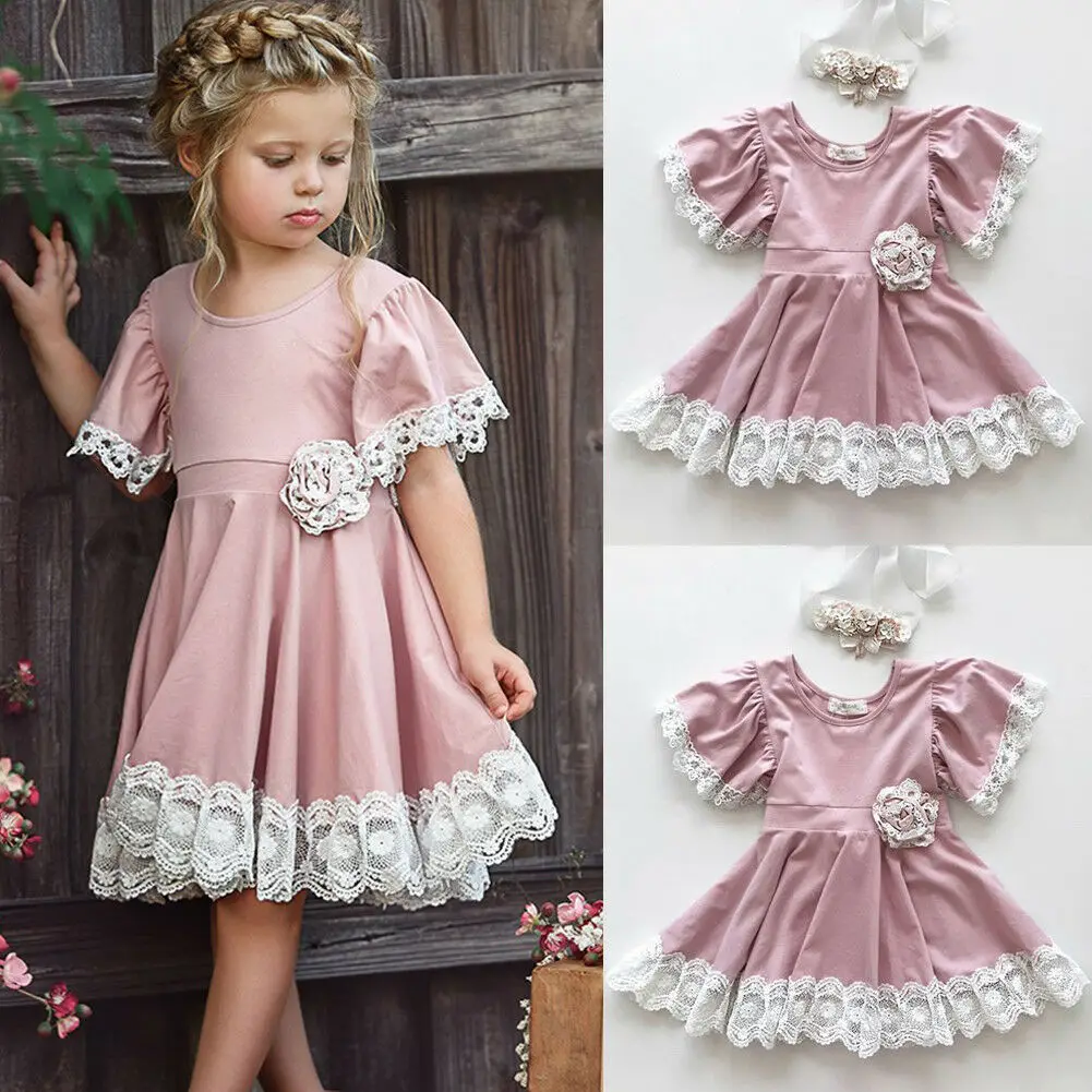 Pudcoco Vaikams, Kūdikių Mergaitės Nėrinių Gėlių Kamuolys suknelė Suknelė Šalis Princesė Dress Baby Girl Vasaros Sundress
