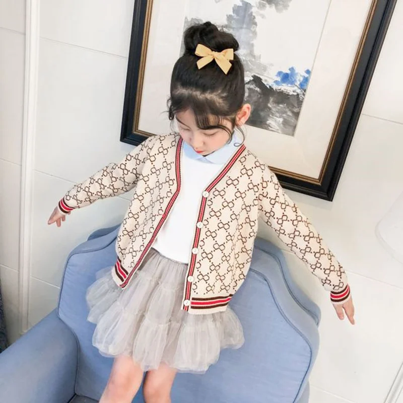 2019 Naują Pavasarį Ir Rudenį Smėlio Baltas Laiškas Cardigan Vilnos Paltai Baby Girl&Berniukas Vaikai Megztiniai Trikotažas Kailis