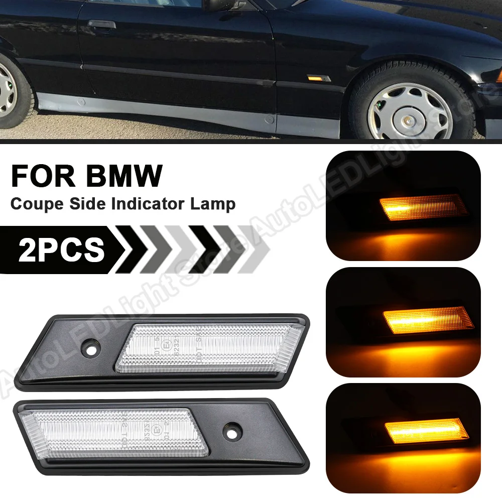 2vnt Dinamiškas Indikatorius, indikatorių LED Šoninis Gabaritinis Žibintas Posūkio Signalo Lemputė BMW 3 5 6 7 Serijos E36 E34 E24 E32 Mirksinti Šviesa