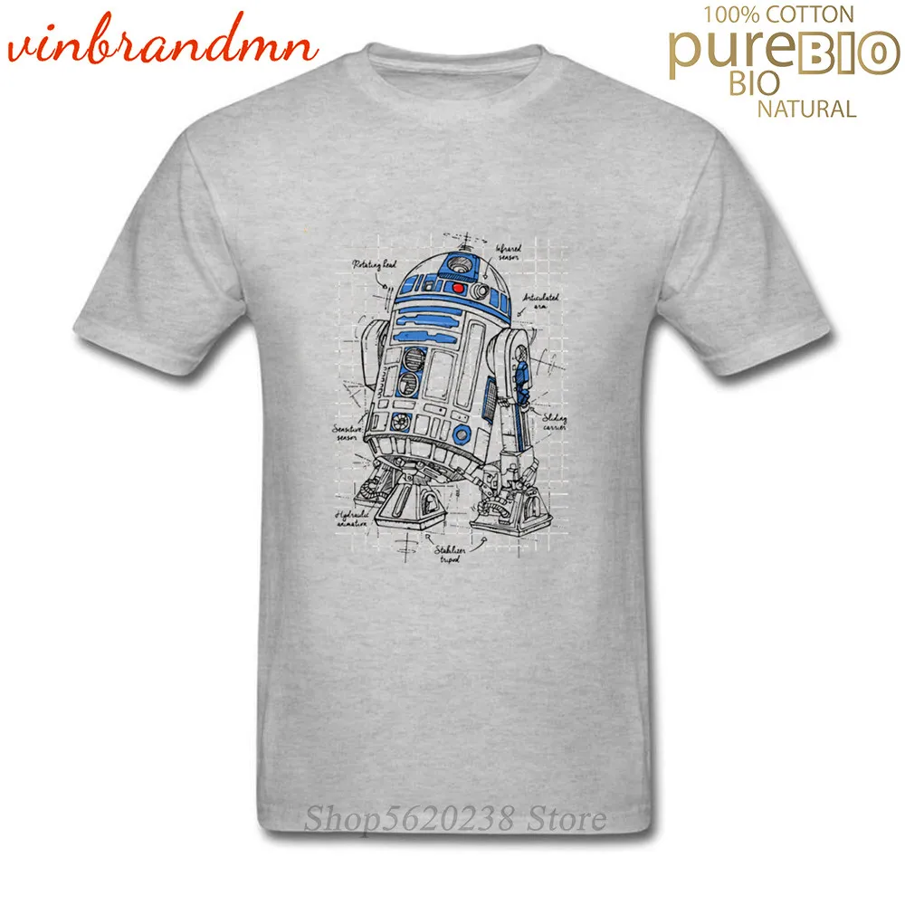 Hipster R2-D2 Droid Blue Print vyriški Marškinėliai 2019 Nauja Mirties Karo Drabužių Mados Droid Robotas Projekto T marškinėliai Vyrams Camiset