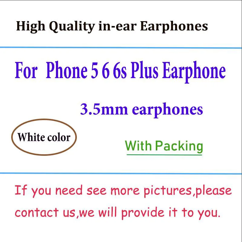 50pcs A+++ Kokybės Ausinės 3,5 mm i n ausies In-Ear Ausinės Su Nuotolinio Mic Telefonu 5 5s 6 6s Plius Ausinės Su Naujais Mažmeninės Langelyje