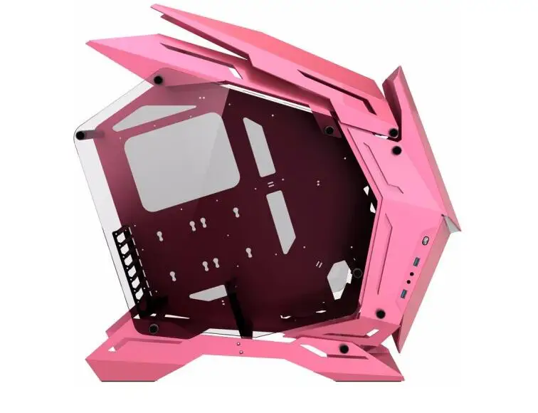 JONSBO MOD-3 rožinės spalvos Kompiuterio atveju (Parama XL-ATX motininės plokštės / 360 vandeniu aušinamas / 5V ARGB mecha šviesos efektas / 6 ventiliatoriaus pozicija)