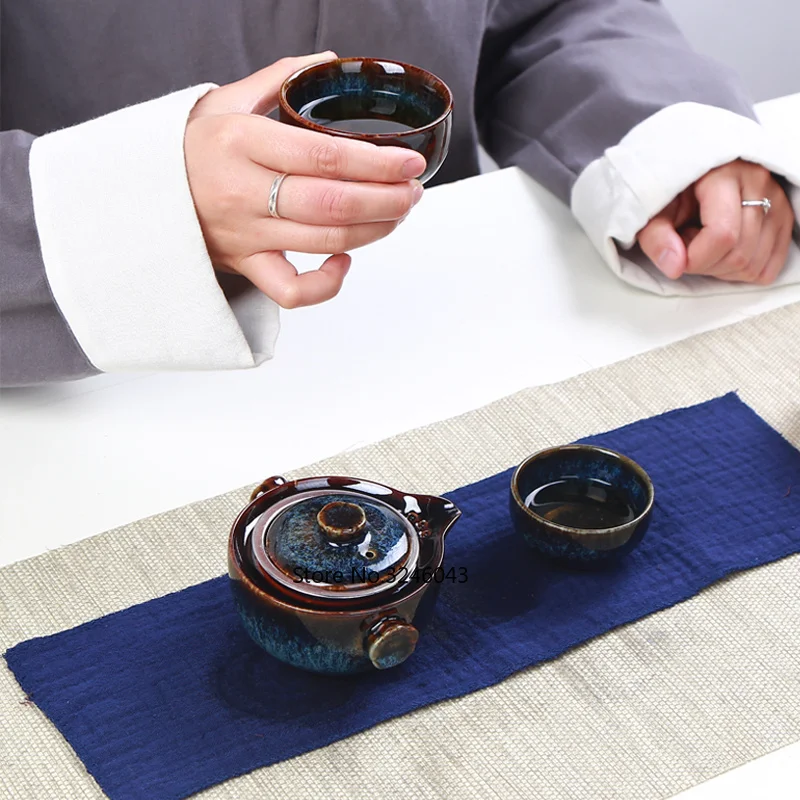Japonijos krosnies pakeisti greitai keleivių taurės vieną puodą du puodeliai Kelionės arbatos nustatyti Namų ūkių lauko lagaminas Keramikos kung fu arbatinukas