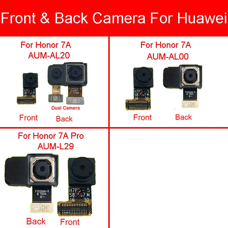 Priekyje ir užpakalinėje Galinio vaizdo Kamera Modulis Huawei Honor 7A AUM-AL20 AUM-AL00 / Garbės 7A Pro AUM-29 Mažų Didelis Pagrindinis Fotoaparatas Flex Kabelis