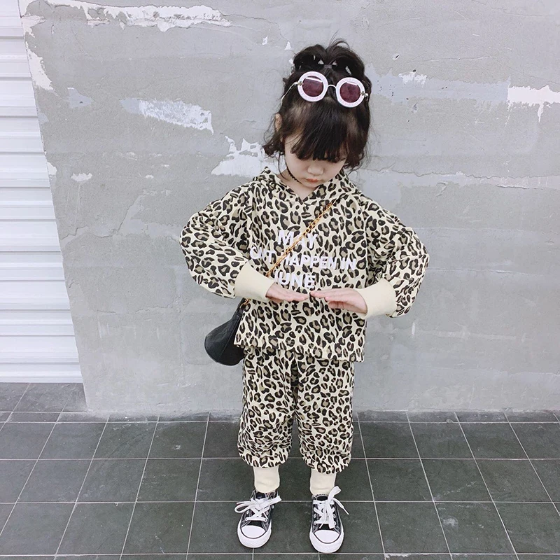 Leopardo Mažylis Mergaičių Drabužius Bamblys Kūdikių Apranga Medvilnės Vaikų Gobtuvu Palaidinukė Drabužių Rinkinys 1 2 3 4 5 6 7 8 9 10 Metų