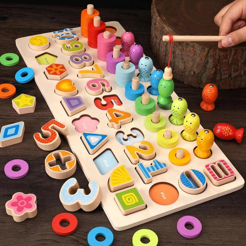 Karšto Montessori Ugdymo Mediniai Žaislai vaikams Valdybos Matematikos Žvejybos Skaičius Numerių Atitikimo Skaitmeninis Sumažinti Vaisių Ankstyvojo Lavinimo Žaislas
