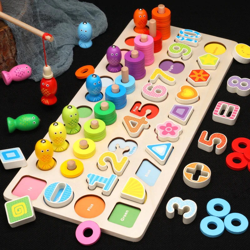 Karšto Montessori Ugdymo Mediniai Žaislai vaikams Valdybos Matematikos Žvejybos Skaičius Numerių Atitikimo Skaitmeninis Sumažinti Vaisių Ankstyvojo Lavinimo Žaislas