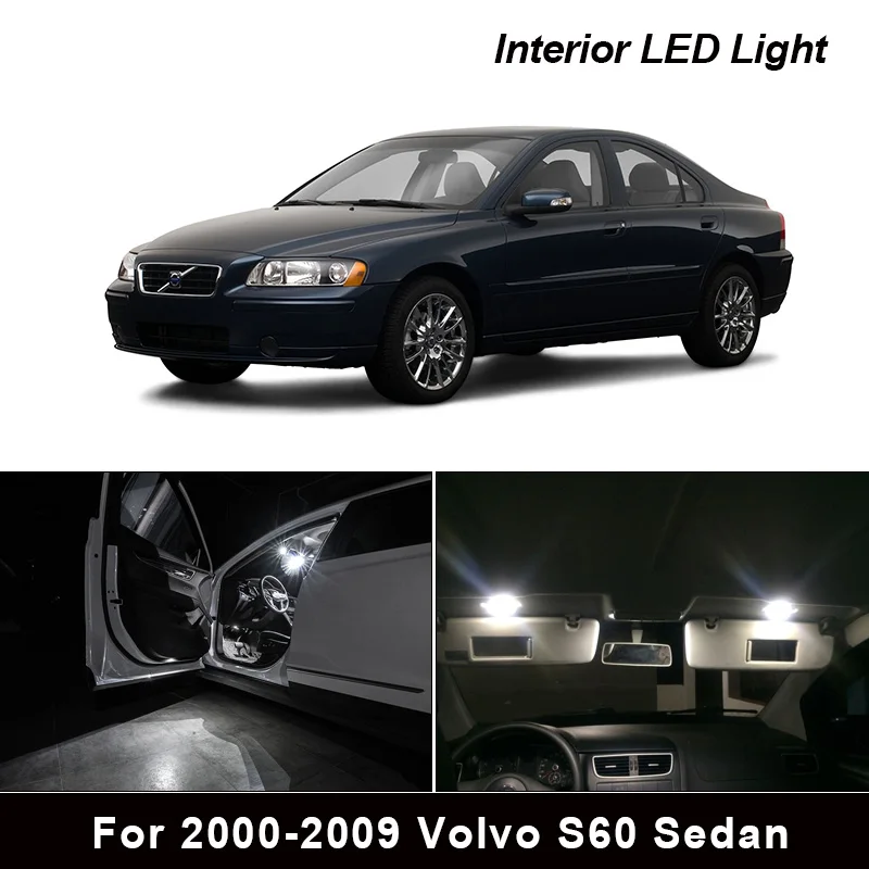 19Pcs Balta Auto Automobilis LED Lemputės Interjero Rinkinys 2000-2009 M. Volvo S60 Sedanas 12V Led Žemėlapis Dome Licencijos numerio ženklo Žibintas Automobilio Stiliaus